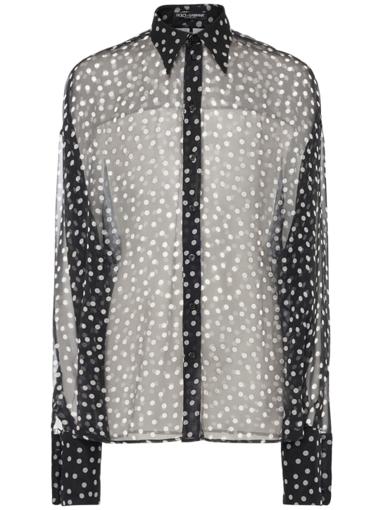 Dolce&Gabbana: 波点雪纺衬衫 - 黑色 - men_0 | Luisa Via Roma