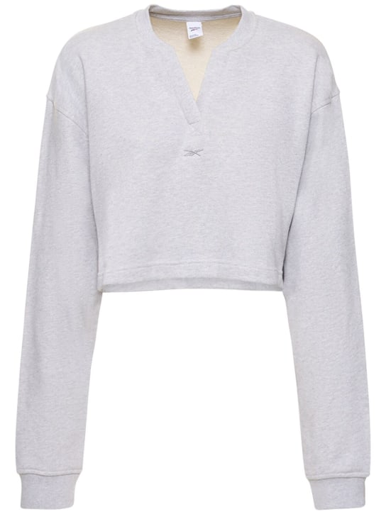 Reebok Classics: Classic cotton V-neck crop sweatshirt - Grey - women_0 | Luisa Via Roma