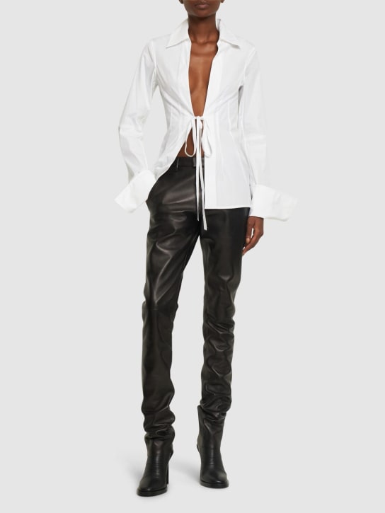 Ann Demeulemeester: Pantalones skinny de piel - Negro - women_1 | Luisa Via Roma