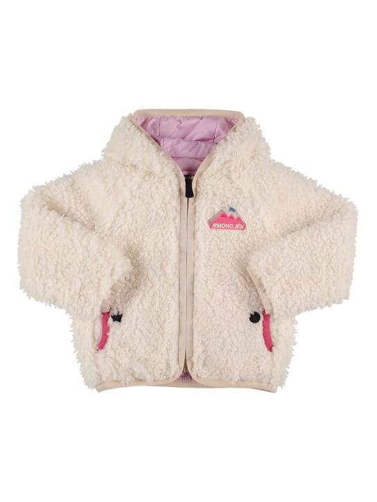 Moncler Grenoble: Reversible teddy fleece jacket - Beyaz - kids-girls_0 | Luisa Via Roma