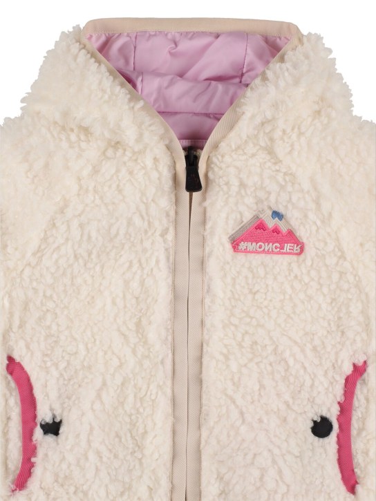 Moncler Grenoble: Reversible teddy fleece jacket - White - kids-girls_1 | Luisa Via Roma