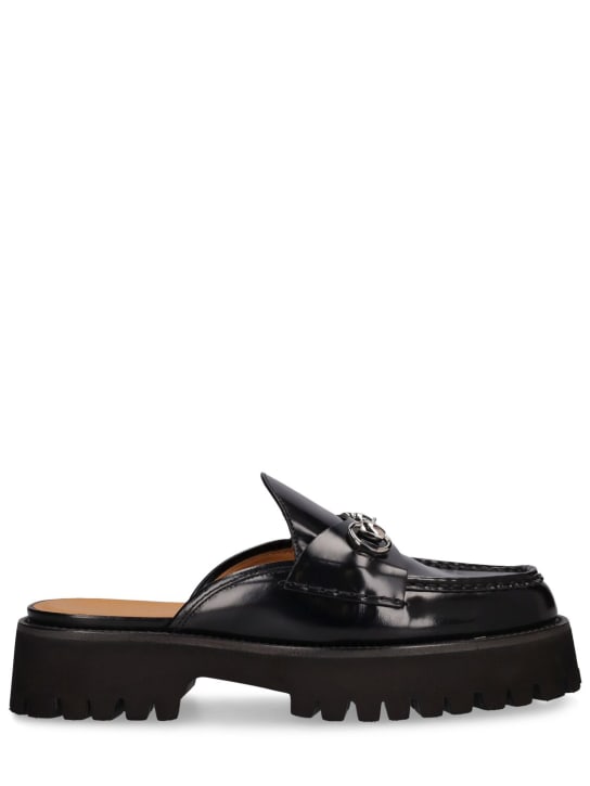 Gucci: Zapatos mules de piel 35mm - Negro - women_0 | Luisa Via Roma