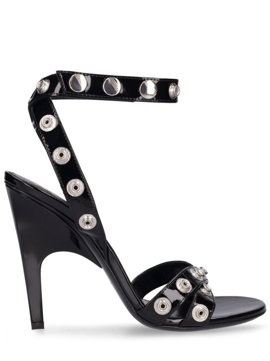 The Attico: 105mm Cosmo faux patent leather sandals - Siyah - women_0 | Luisa Via Roma