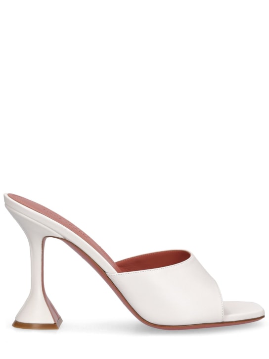 Amina Muaddi: 95毫米Lupita皮革穆勒鞋 - 白色 - women_0 | Luisa Via Roma