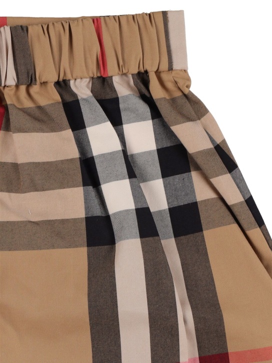 Burberry: Check print pleated cotton skirt - Beige - kids-girls_1 | Luisa Via Roma