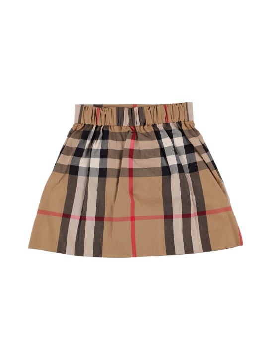 Burberry: Check print pleated cotton skirt - Beige - kids-girls_0 | Luisa Via Roma
