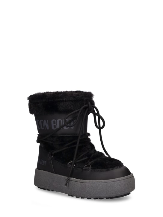 Moon Boot: Faux fur ankle snow boots - Black - kids-girls_1 | Luisa Via Roma