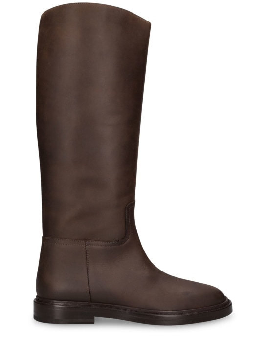 Legres: 30mm Leather tall boots - Kahverengi - women_0 | Luisa Via Roma
