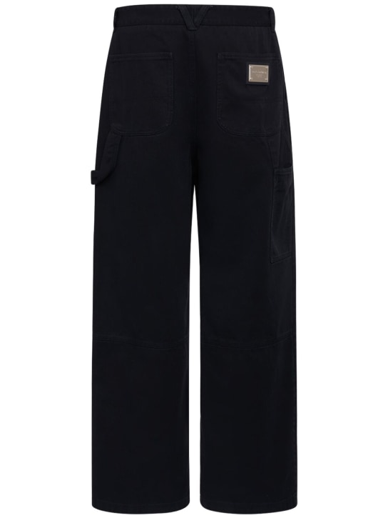 Dolce&Gabbana: Wide cotton gabardine worker pants - Blue Scurissimo - men_4 | Luisa Via Roma