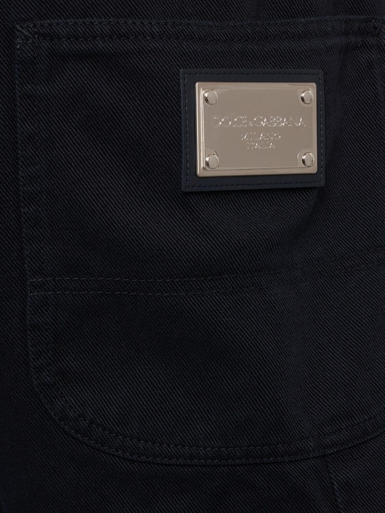 Dolce&Gabbana: Wide cotton gabardine worker pants - Blue Scurissimo - men_3 | Luisa Via Roma