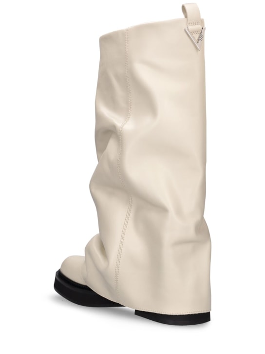 The Attico: 30mm Robin leather combat boots - Ivory - women_3 | Luisa Via Roma