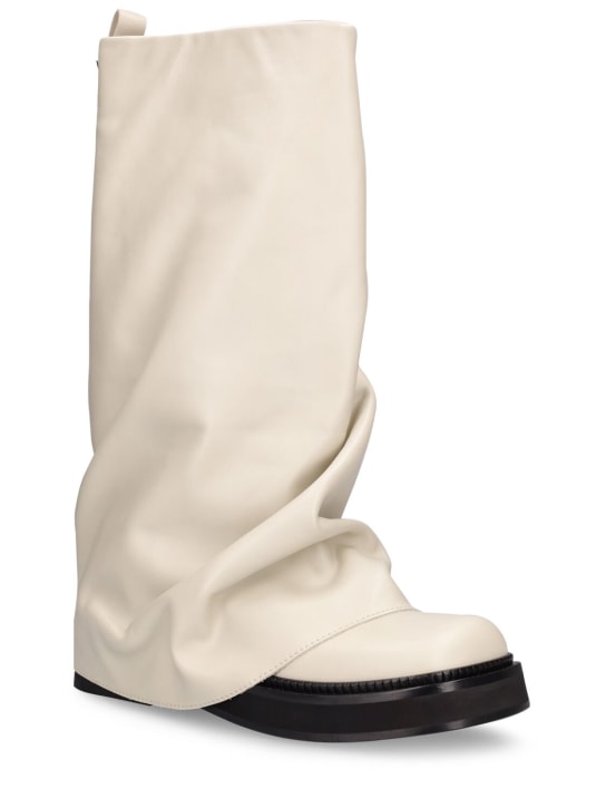 The Attico: 30mm Robin leather combat boots - Ivory - women_2 | Luisa Via Roma