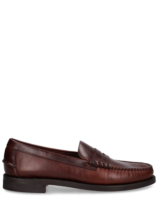 Sebago: Classic Dan waxed leather loafers - Brown - men_0 | Luisa Via Roma