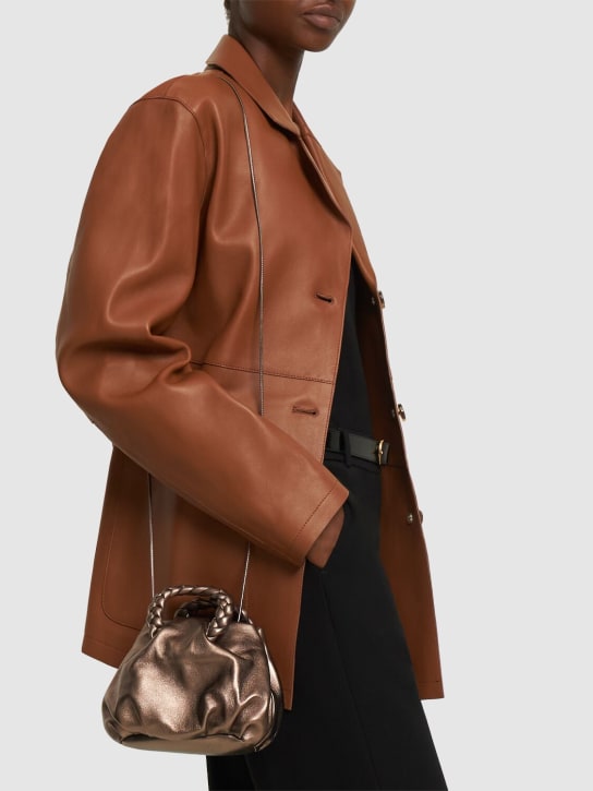 Hereu: Bombon metallic leather top handle bag - Pewter - women_1 | Luisa Via Roma