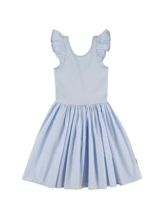 Molo: Robe en popeline et jersey de coton - Bleu Clair - kids-girls_0 | Luisa Via Roma