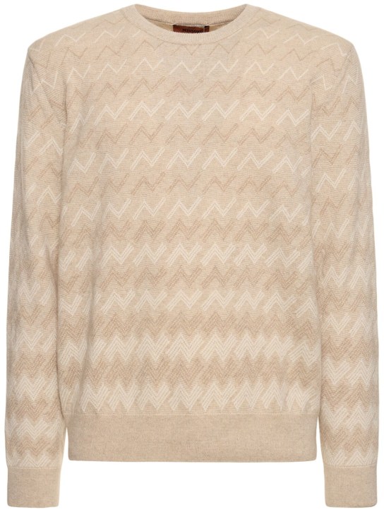 Missoni: Monogram cashmere knit sweater - Bej - men_0 | Luisa Via Roma