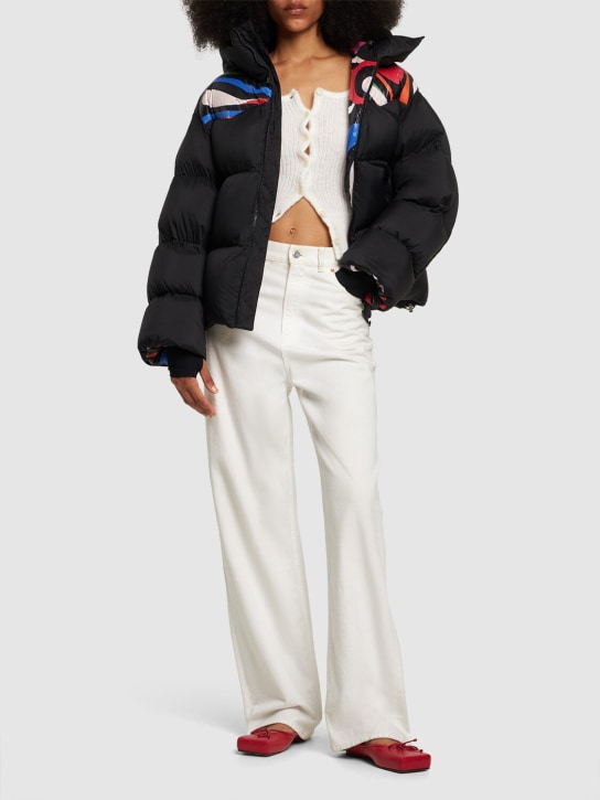 Pucci: Blouson de ski oversize en tissu tech à capuche - Multicouleur/Noir - women_1 | Luisa Via Roma