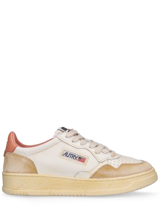 Autry: Super Vintage low leather sneakers - White/Pink - women_0 | Luisa Via Roma