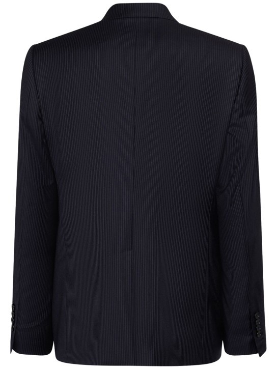 Dolce&Gabbana: Double breasted wool herringbone suit - Blue Stripe - men_6 | Luisa Via Roma