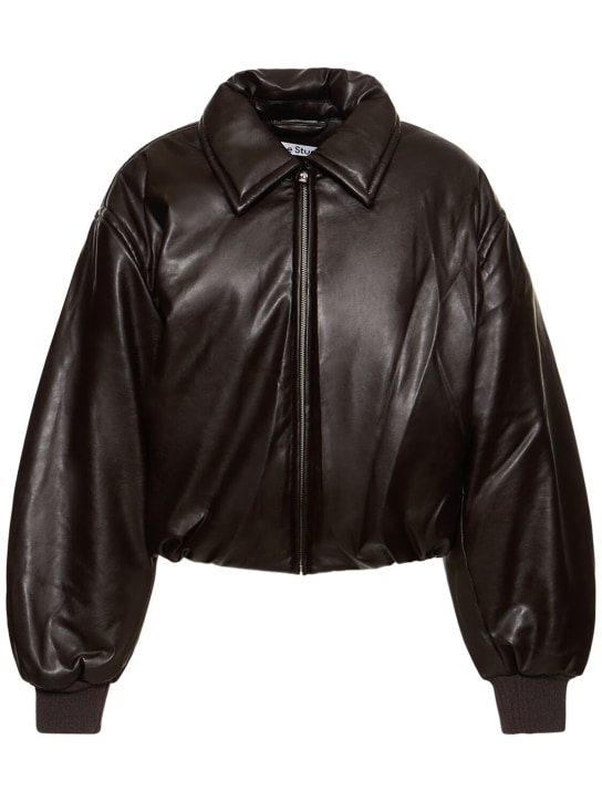 Acne Studios: Faux leather puffer bomber jacket - women_0 | Luisa Via Roma