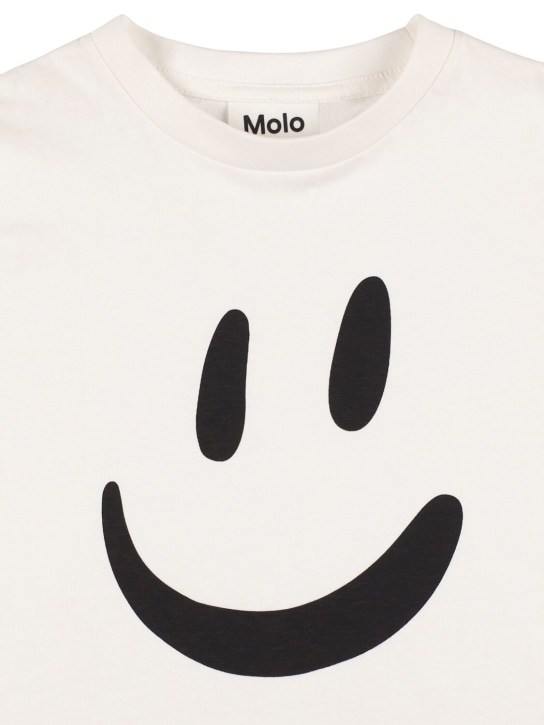 Molo: 印花有机棉平纹针织T恤 - 白色 - kids-boys_1 | Luisa Via Roma