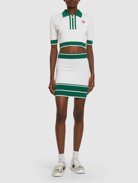 Casablanca: Cropped knit polo - women_1 | Luisa Via Roma