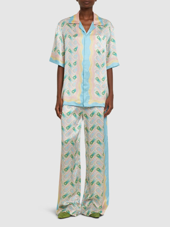 Casablanca: Camicia in seta monogram stampata - Multicolore - women_1 | Luisa Via Roma