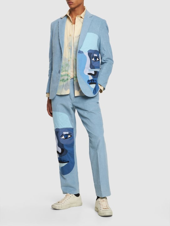 KidSuper Studios: Blue Face corduroy suit jacket - Blue/Multi - men_1 | Luisa Via Roma