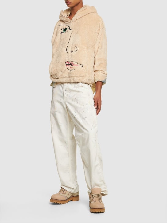 KidSuper Studios: Embroidered half-zip sweater w/ hood - White - men_1 | Luisa Via Roma