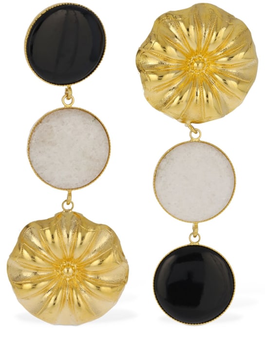 Destree: Sonia Daisy double stone earrings - Altın/Renkli - women_0 | Luisa Via Roma