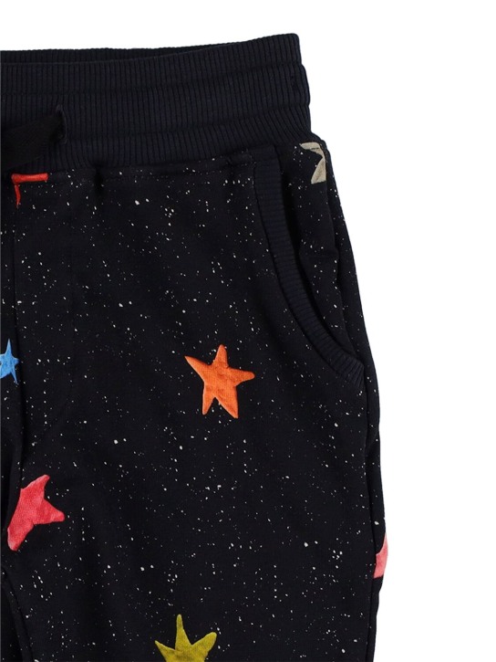 Snurk: Stars print organic cotton sweatpants - Navy - kids-girls_1 | Luisa Via Roma