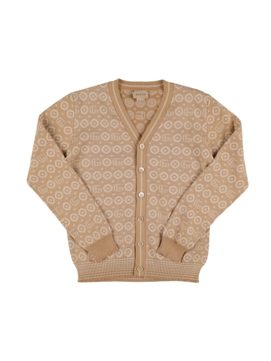 Gucci: Cotton jacquard cardigan - Toffee/Beige - kids-girls_0 | Luisa Via Roma