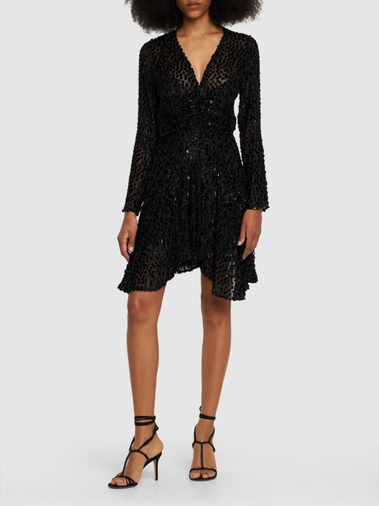 Isabel Marant: Usmara viscose & silk blend mini dress - Siyah - women_1 | Luisa Via Roma