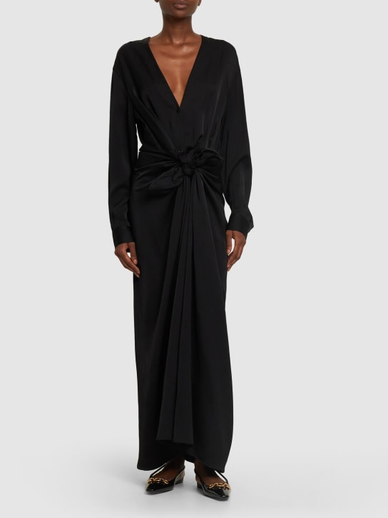Toteme: Satin knot viscose long dress - Black - women_1 | Luisa Via Roma