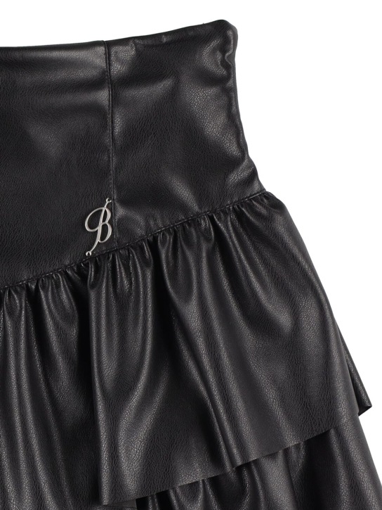 Miss Blumarine: Faux leather skirt - Siyah - kids-girls_1 | Luisa Via Roma