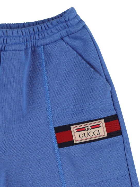 Gucci: Shorts in jersey di misto cotone - Blu/Multi - kids-boys_1 | Luisa Via Roma