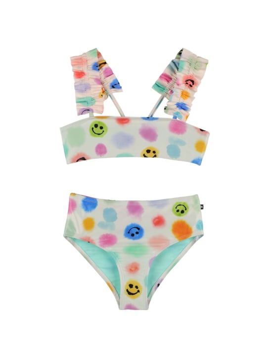 Molo: Smile print recycled Lycra bikini - Multicolor - kids-girls_0 | Luisa Via Roma