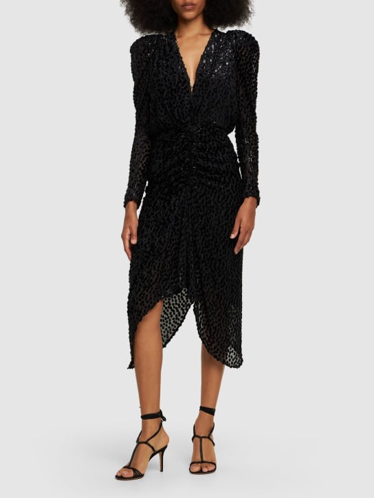Isabel Marant: Maray viscose & silk blend midi dress - Black - women_1 | Luisa Via Roma