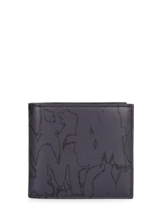 Alexander McQueen: All over logo leather billfold wallet - Black - men_0 | Luisa Via Roma