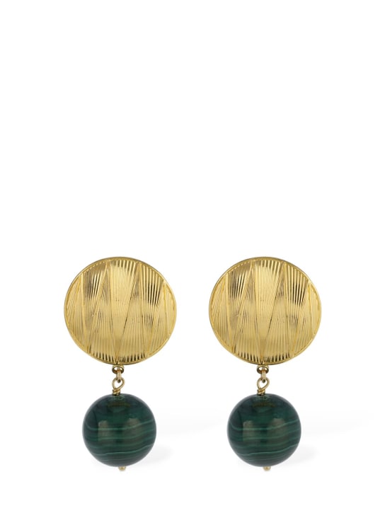 Destree: Sonia geometric stone earrings - Gold/Green - women_0 | Luisa Via Roma