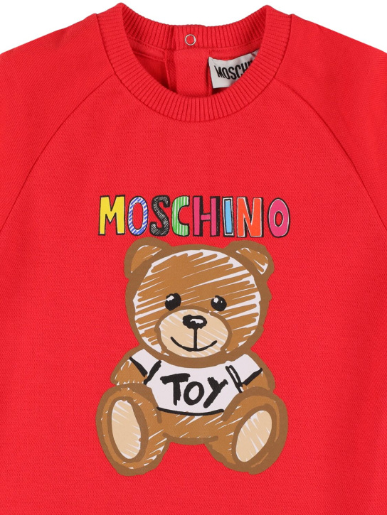 Moschino: 印花棉质珠地网眼布卫衣裙 - kids-girls_1 | Luisa Via Roma