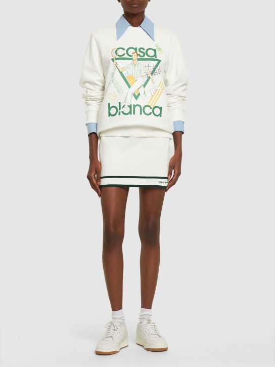 Casablanca: Sweatshirt aus Baumwolljersey mit Logodruck - Multi Elfenbein - women_1 | Luisa Via Roma
