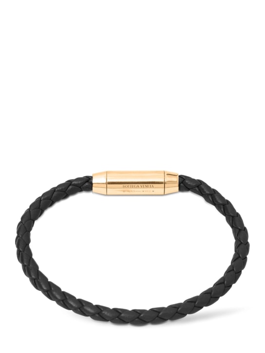 Sterling silver & leather bracelet - Bottega Veneta - Men