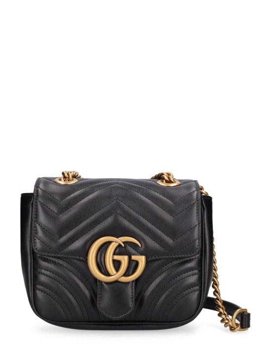 Gucci: Mini GG Marmont leather shoulder bag - Black - women_0 | Luisa Via Roma