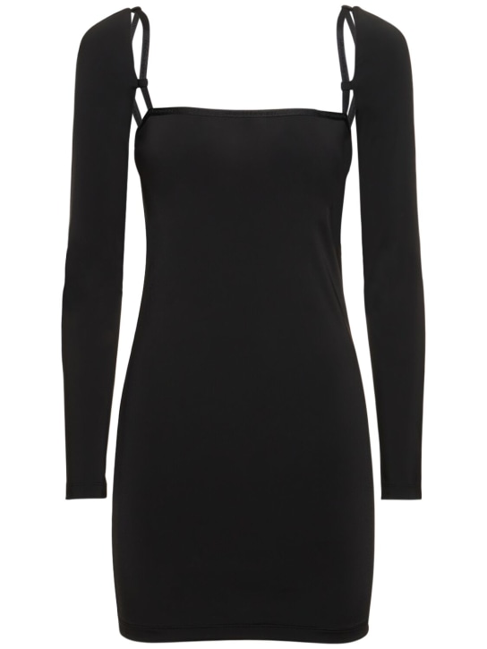 Alexander Wang: Vestito in techno stretch con logo - Nero - women_0 | Luisa Via Roma