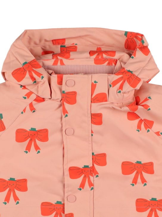 Tiny Cottons: Bow print nylon puffer ski jacket - Pink - kids-girls_1 | Luisa Via Roma