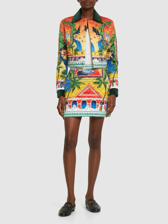 Casablanca: Printed satin quilted mini skirt - Multicolor - women_1 | Luisa Via Roma