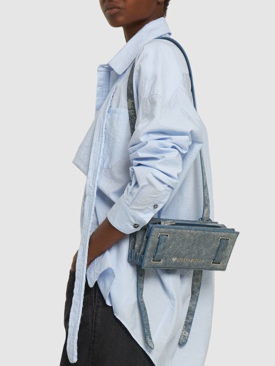 Y/PROJECT: Mini Accordion leather shoulder bag - Blu Denim Print - women_1 | Luisa Via Roma