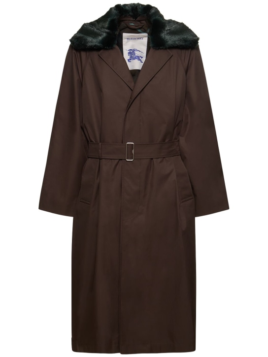 Burberry: Trench-coat en coton - Otter - men_0 | Luisa Via Roma