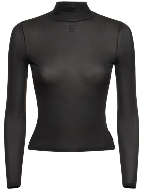 Courreges: Top second skin in jersey - Nero - women_0 | Luisa Via Roma